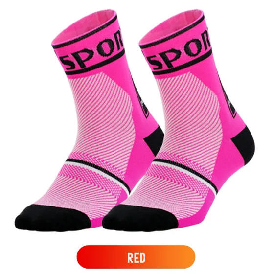 Rose Red Велосипедные носки мужские и женские высококачественный MTB дорожный велосипедные носки быстросохнущие дышащие велосипедные уличные футбольные спортивные носки для бега - Цвет: Rose Red