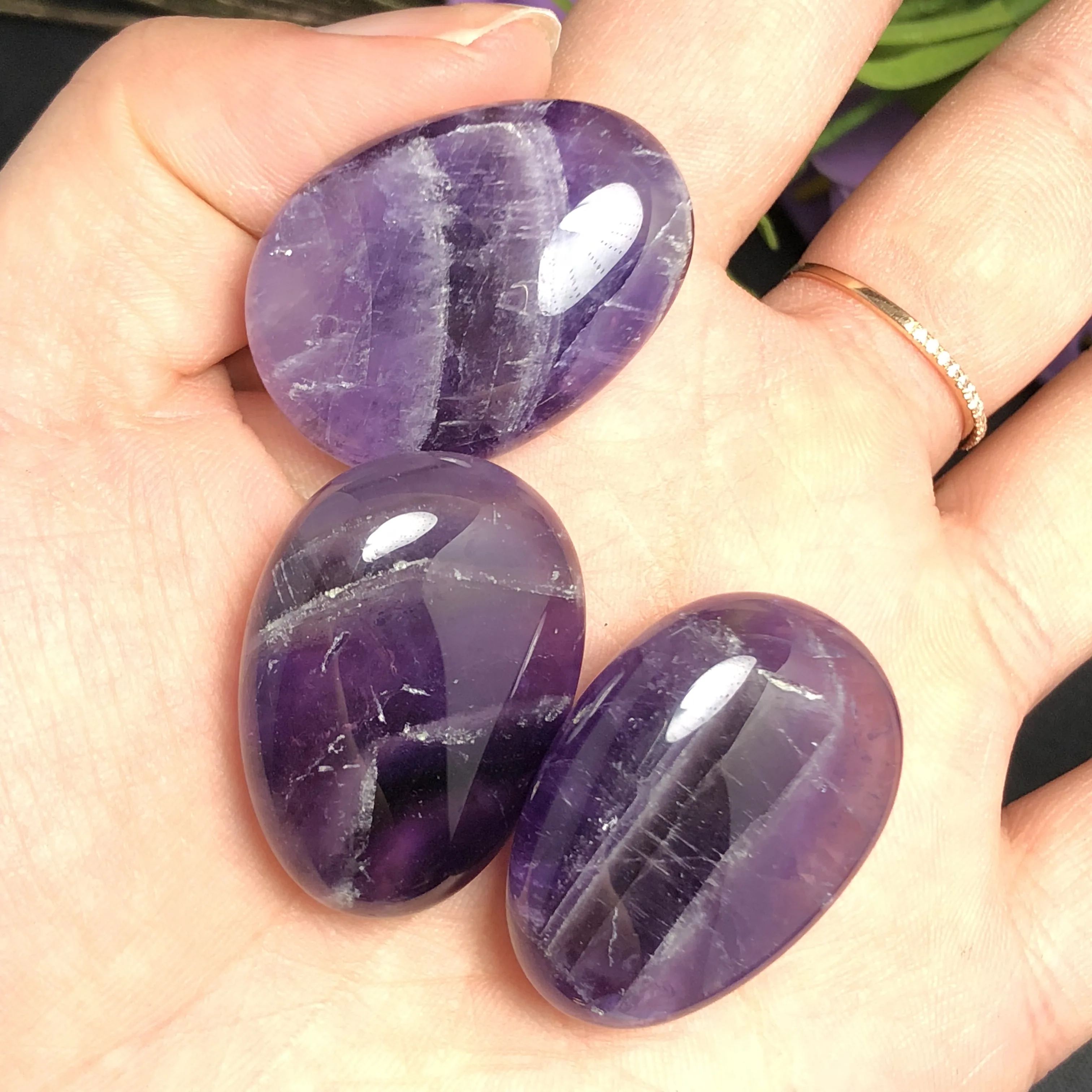 3 шт. полированный аметист шеврон Аметист|Камни| |