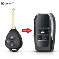 keyyou for toyota camry corolla rav4 reiz 3 buttons modified flip remote key shell fob blank case cover replacement uncut blade