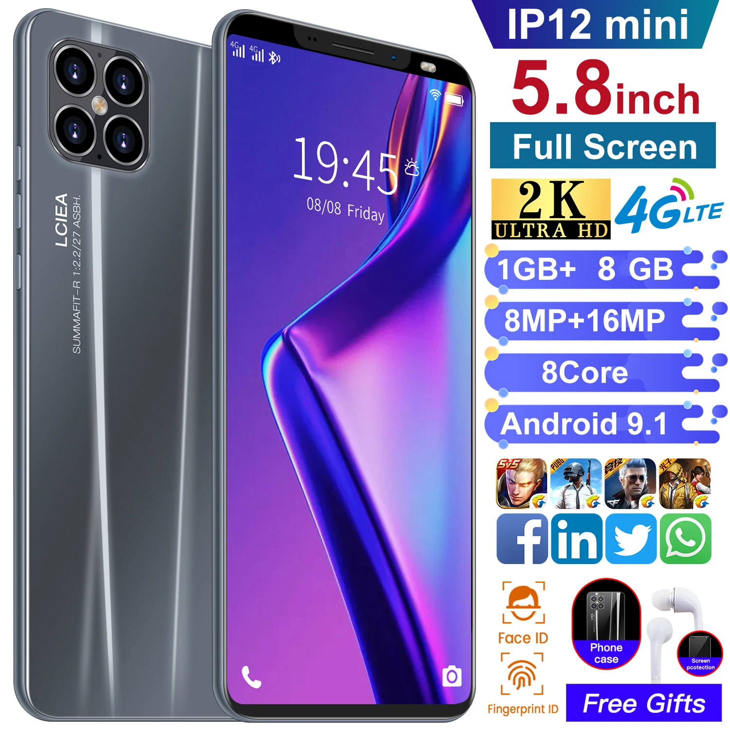 2020 3G смартфон Rugum IP12 мини 5 8 полный Экран разблокирован Android 4 1 Гб + ПЗУ Две сим