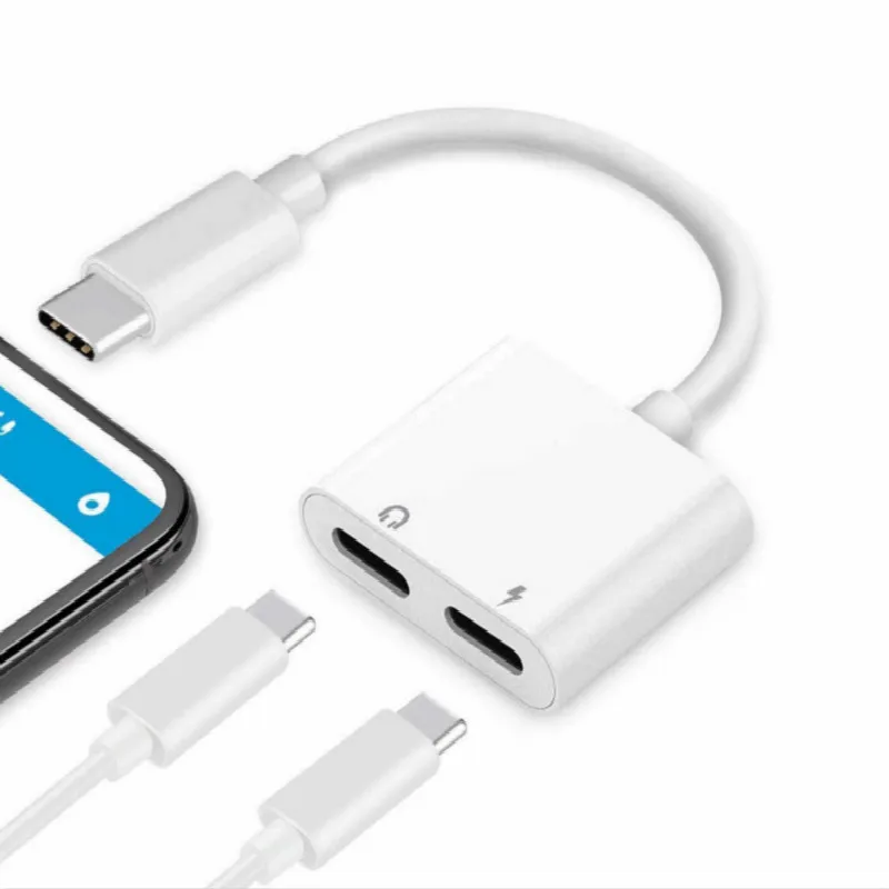 Type C One drags two to Audio and Charger Dual USB Headphones &ampamp Splitter For Huawei Xiaomi Samsung | Мобильные телефоны и