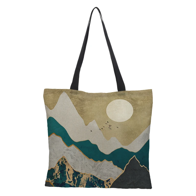 RAVIDINO doube-боковая абстрактная картина сумка большая емкость продуктовый мешок