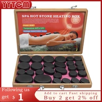 tontin 36pcsset body massage stone hot stone with 220v110v bamboo heating box relieve stress back pain health care