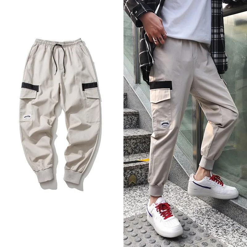 

Men Fashion Sporty Pants Hip hop Causal Jogger Pants Male Street Harajuku Cargo Trousers Teenagers Loose Pocket Men's Harem pant