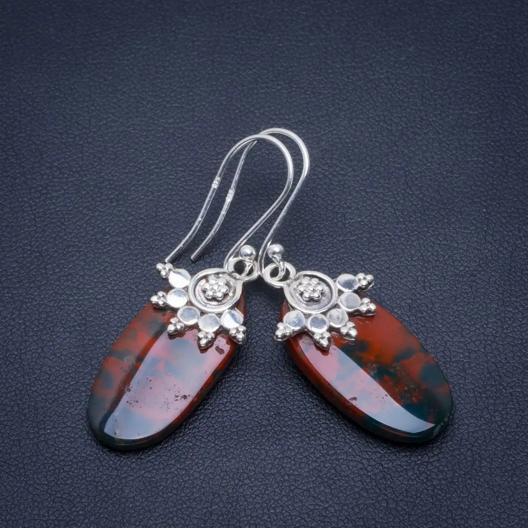 Уникальные серьги ручной работы из серебра 1 75 пробы с натуральным камнем в виде