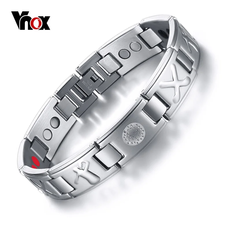 Vnox Men's Bio 4 Elements Energy Magnetic Bracelet Healing Stainless Steel Golf Bracelets Drop Shipping Health Care Jewelry|magnetic bracelet|golf