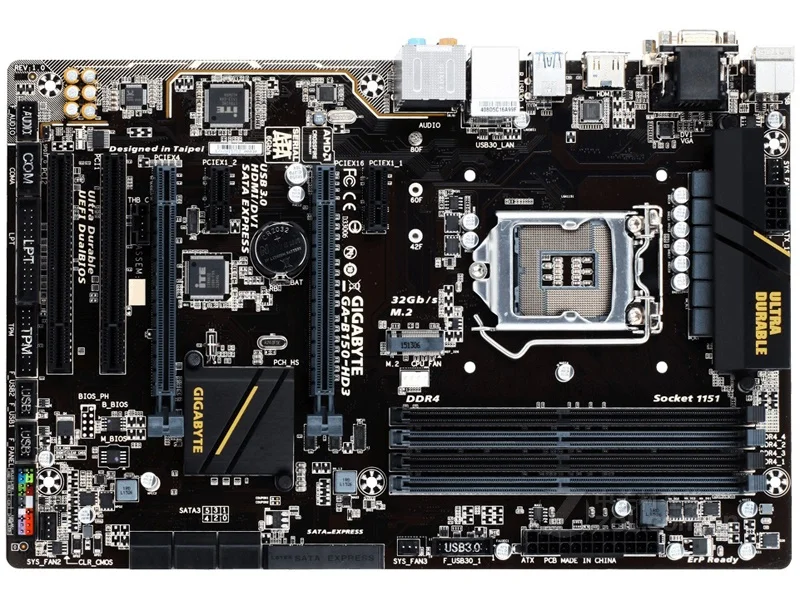Оригинальная материнская плата для Gigabyte B150-HD3 DDR4 64 Гб USB2.0 USB3.0 VGA DVI HDMI GA-B150-HD3 LGA 1151