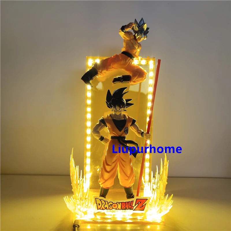 Dragon Ball Z Son Goku Super Saiyan Фигурка DIY светодиодный светильник игрушки Аниме Фигурка DBZ декоративный ночной Светильник детский подарок настольная лампа