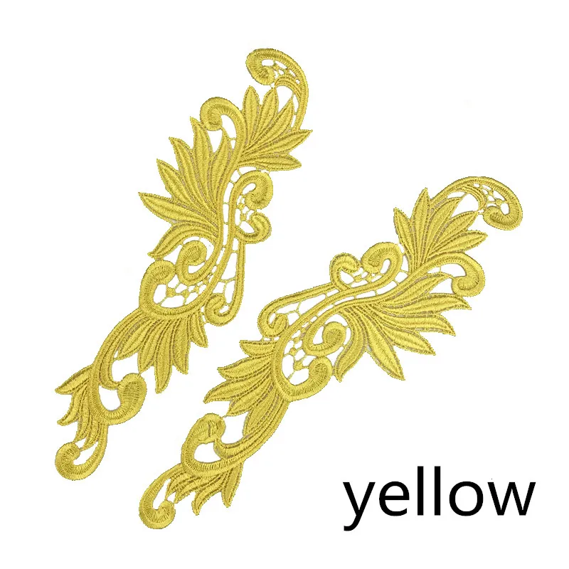 yellow Zsbszc 5 пар Флуоресцентный цвет цветок кружево аппликация патч Танго костюмы для латинских танцев балетные костюмы платье Декор шитье ремесла DA004 - Цвет: yellow