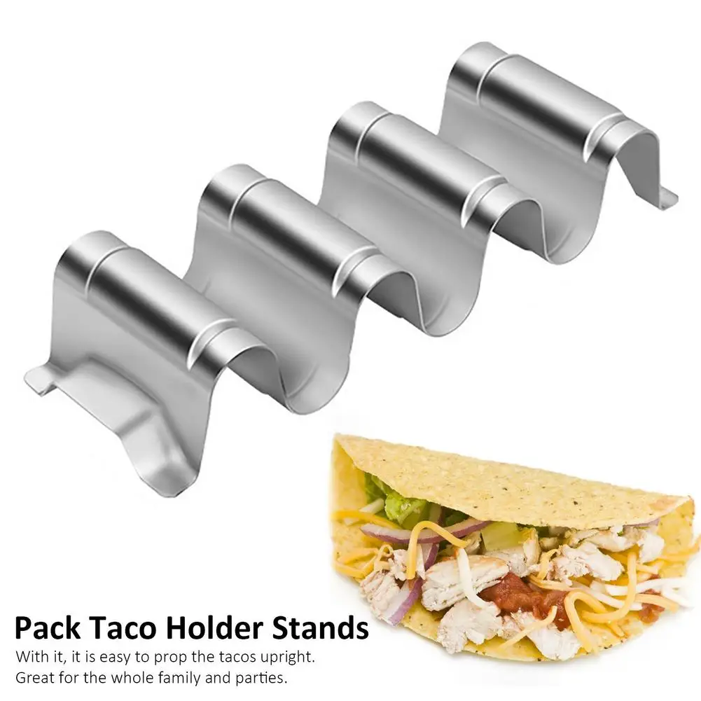 

Wave Shape Stainless Steel Taco Holders Mexican Food Rack 2-3 Hard Shells Hot Dog Holder Stand Taco Rack