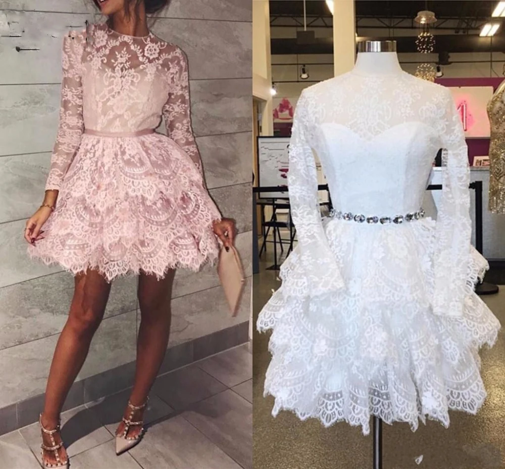 

Короткие вечерние платья Длинные рукава вечернее платье abiye gece elbisesi индивидуальный заказ вечернее кружевное платье вечерние платье поясом ...