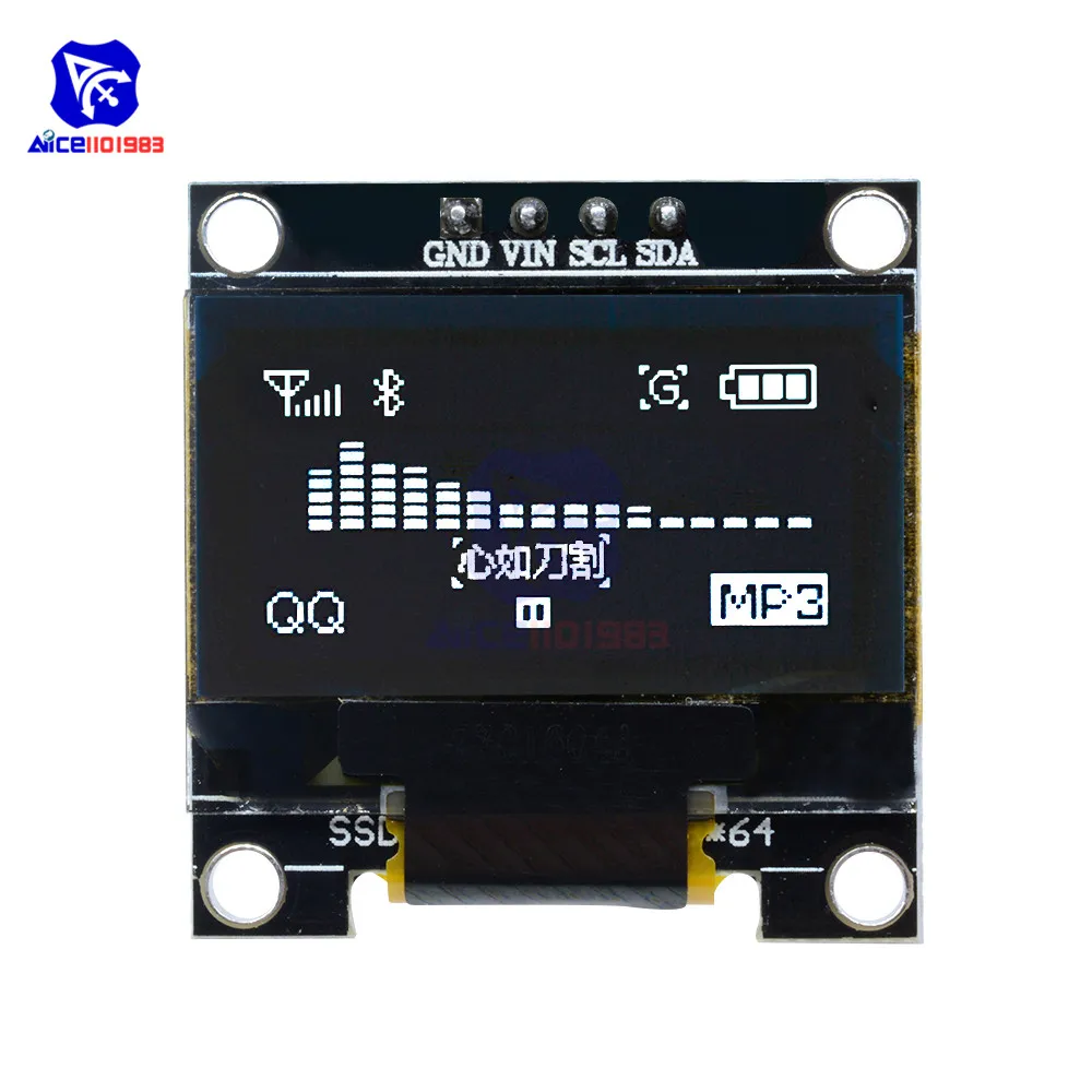 Diymore 0,9" 12864 128*64-белый топ с o-образным светодиодный Светодиодный Дисплей SSD1306 I2C IIC Серийный модуль для Arduino STM32