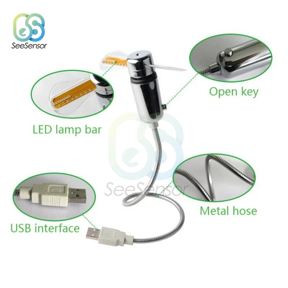 Мини вентилятор с регулируемой ручкой и гибким USB портом|Детали аксессуары для