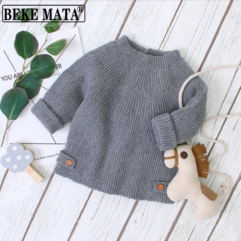 Свитера для маленьких девочек зима 2020 Одежда новорожденных вязаные однотонные