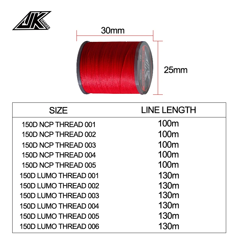 JK-150D 100M 130M Fishing DIY Binding Thread Multicolor Luminous Sea Fishing Slow Jigging Hooks Assist Line