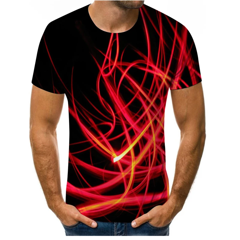 

Trendy striped check pattern street Harajuku T-shirt for men and women 3D printing hip-hop Harajuku T-shirt