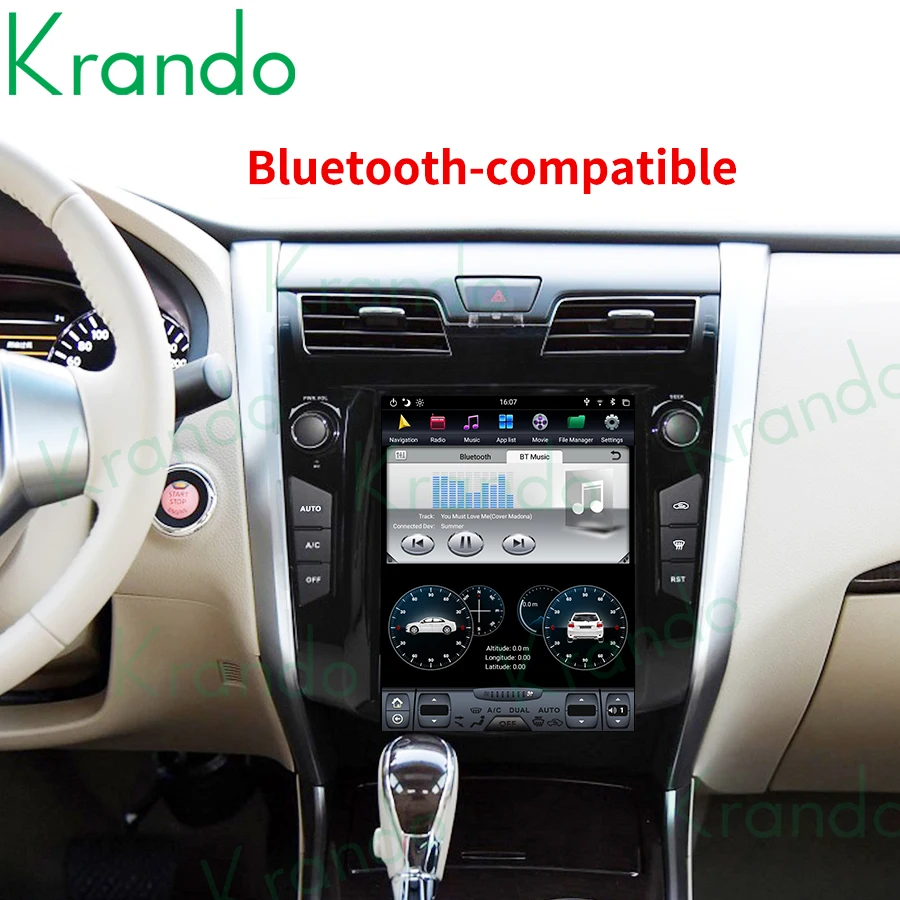 저렴한 Krando 안드로이드 9.0 4G 64G 10.4 테슬라 스타일 수직 자동차 라디오, 닛산 티아나 알티마 2013-2018 헤드 유닛 무선 카플레이