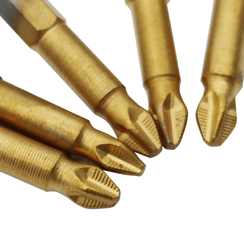 5 шт. Нескользящая отвертка PH2 с титановым покрытием 50 мм S2 Крестовая головка Philips