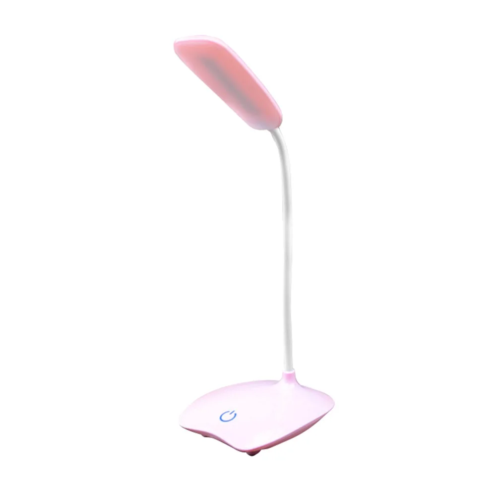 Pink Светодиодный настольный светильник с подзарядкой от USB, 3 режима защиты глаз, настольная лампа с питанием от батареек AAA, лампа для чтения книг, для детей, подарок - Цвет корпуса: Pink