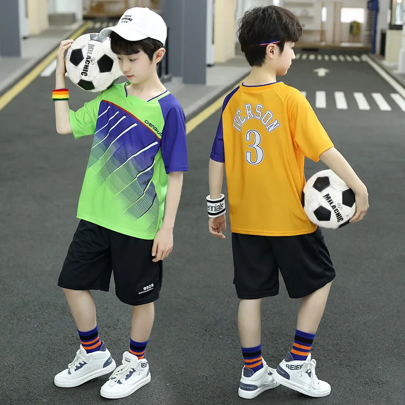 

Kids boys track suit letters printed short-sleeved T-shirt + Shorts 2pcs new summer suit big virgin suit