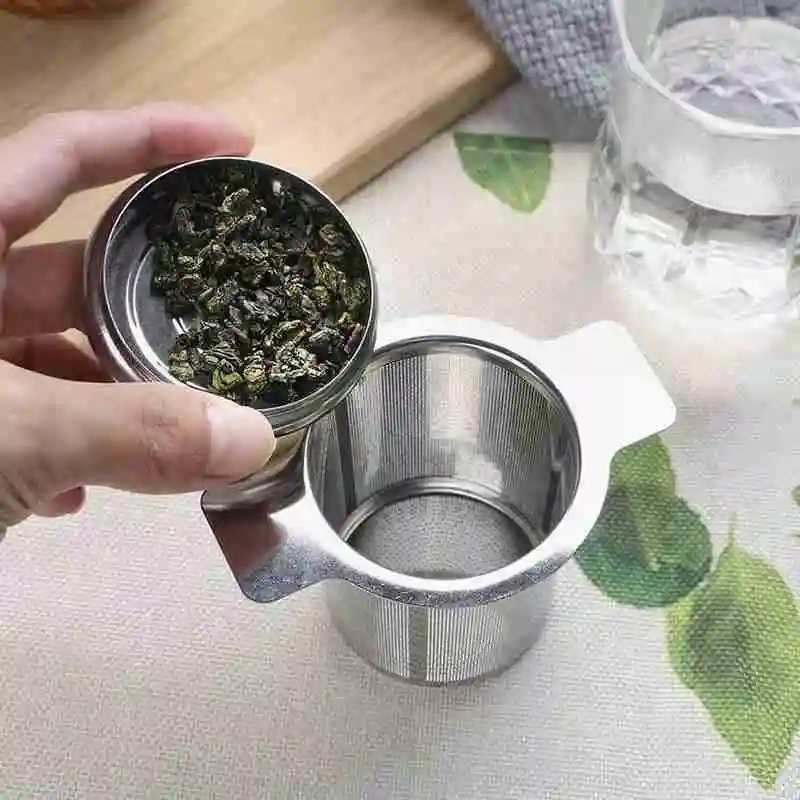 

Steel Tea Filtration With Cover Tea Drainer Grip Binaural Edge Tea Strainer Tool