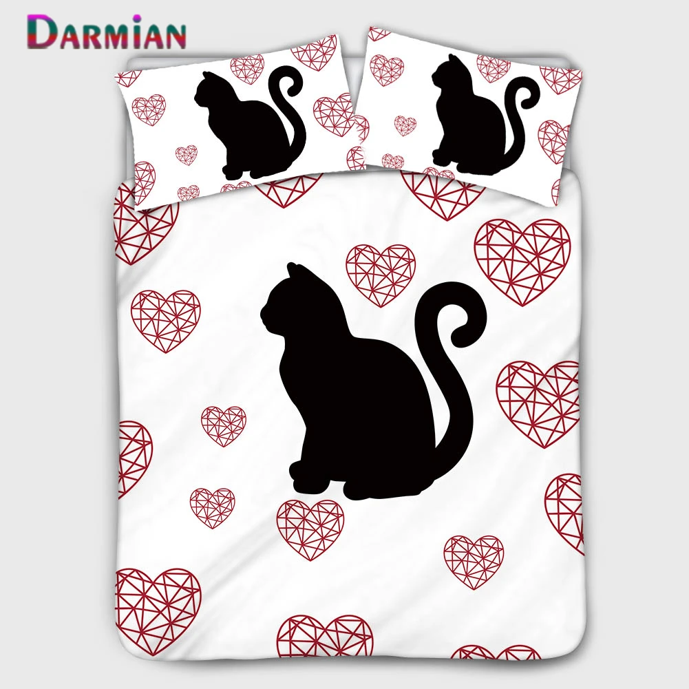 

Пододеяльник DARMIAN с рисунком кота и теней для спальни, с наволочкой, набор из трех предметов, простые постельные принадлежности для двуспаль...