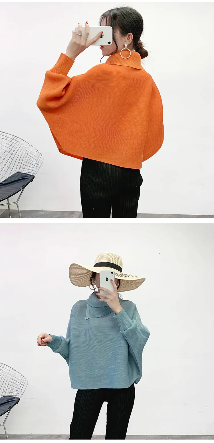 LANMREM New Scarf Collar Batwing Sleeves Pullover Twice Pleated Thickness Loose Autumn And Winter Sweatshirt WJ74304