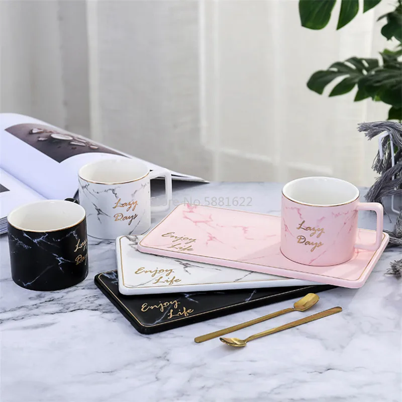 Керамическая кофейная кружка с мраморным рисунком набор для десертов закусок
