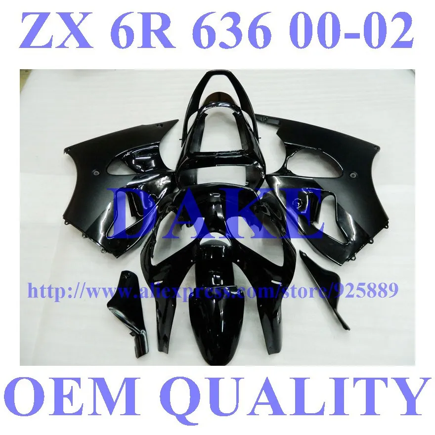 

Fairings Kit For NINJA ZX6R 00-02 ZX-6R 636 00 02 ZX6R 2000 2001 2002 ZX6R 00 01 02 Freecustom Black Fairing Kit B001