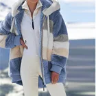 Женская куртка с капюшоном, Повседневная Свободная теплая куртка на молнии с длинным рукавом, плюшевая подходящая расцветка, Осень-зима 2021