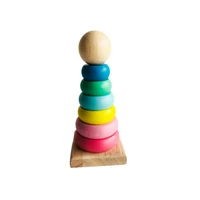 montessori toy wooden rainbow stacker for baby hand eye coordination train building game for girl boy color size learning tools