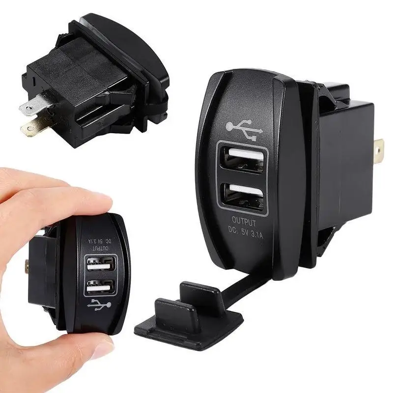 

Car Phone Charger 3.1A Dustproof Dual USB Power Socket Outlet DC 12V-24V Cigarette Lighter Adapter For iPhone Samsung Redmi