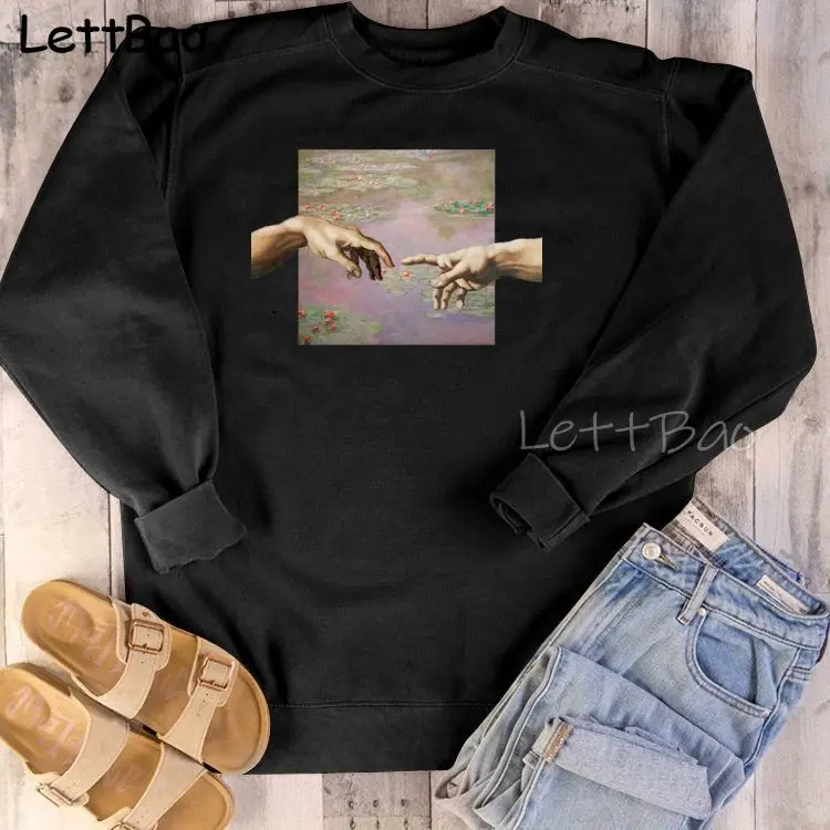 

Aesthetic Art Oil Painting Women Pulovers O-Neck Harajuku Kpop Sweatshirt Long Sleeve Oversized Hoodie Streetwear Pullover Tops