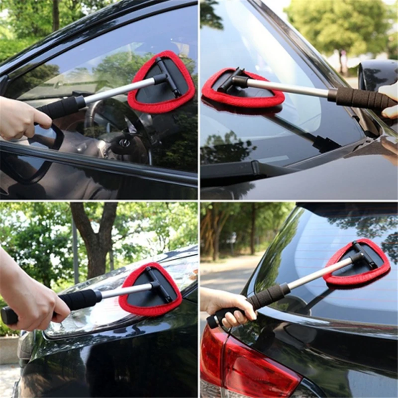 

Microfiber Auto Window Cleaner Long Handle Car Wash Brush Rag Windshield Glass Wiper Car Cleaning Brush Detailing Care