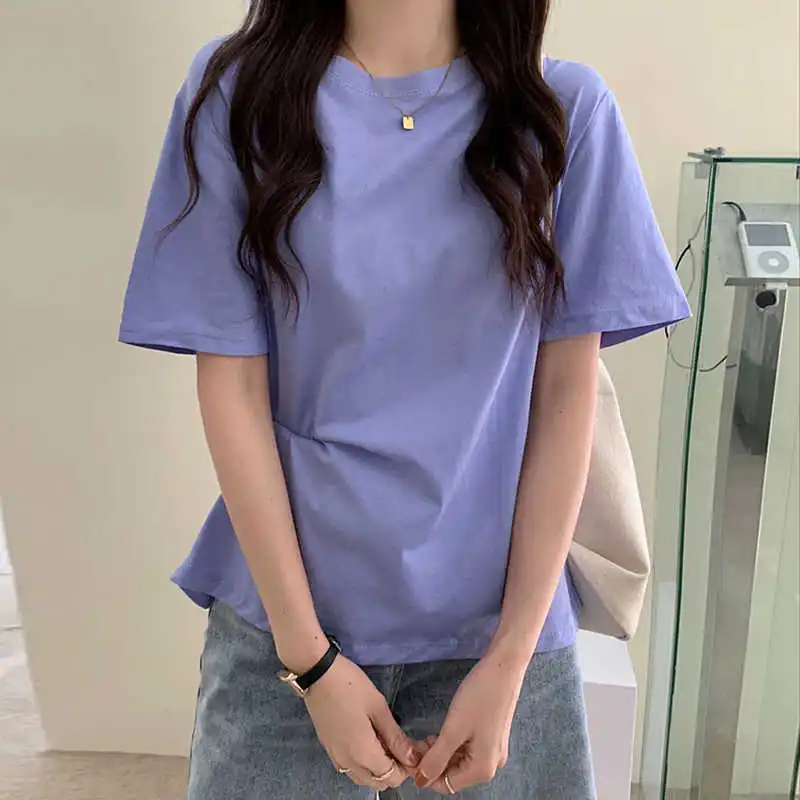 Конфеты Цвет короткий рукав Футболка женская летняя обувь 2021 новый натуральный