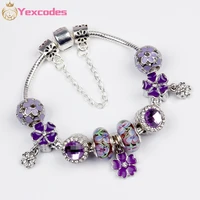 yexcodes high quality purple charm floral lady bracelettemperament purple lady bracelet wedding woens bracelet jewelry