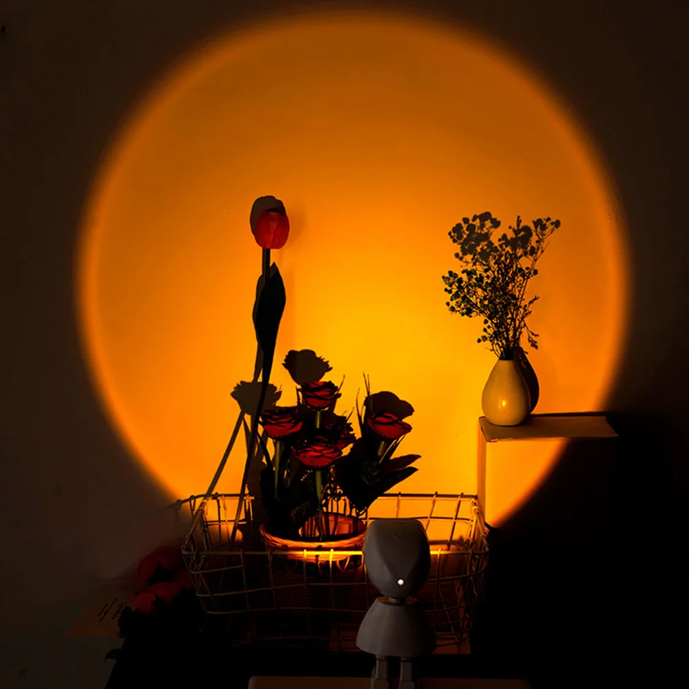 

USB 360° Bar Robot Store Rainbow Sunset Background Projection lamp LED Night Light Atmosphere Table For Bedroom Wall Decoration
