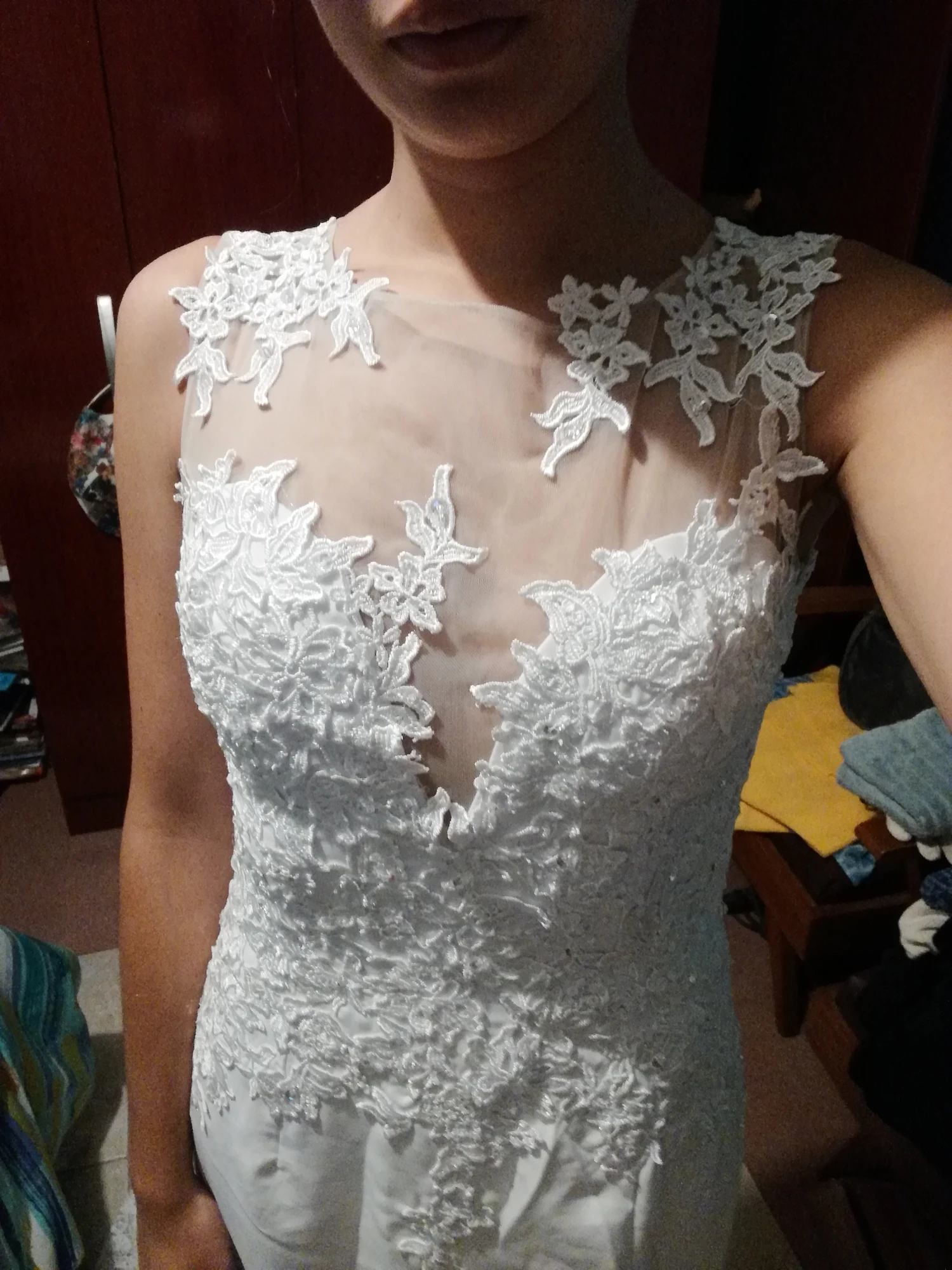 Сексуальное кружевное свадебное платье-русалка без рукавов с аппликацией на