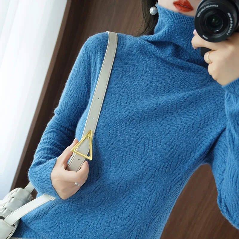 Новинка 2021 шерстяной свитер Базовая рубашка с ворсовым воротником и длинными