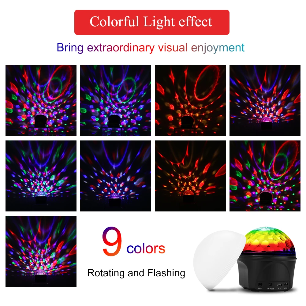 9 светодиодов цветной диско-шар 15 Вт звуковая активация сценические огни с