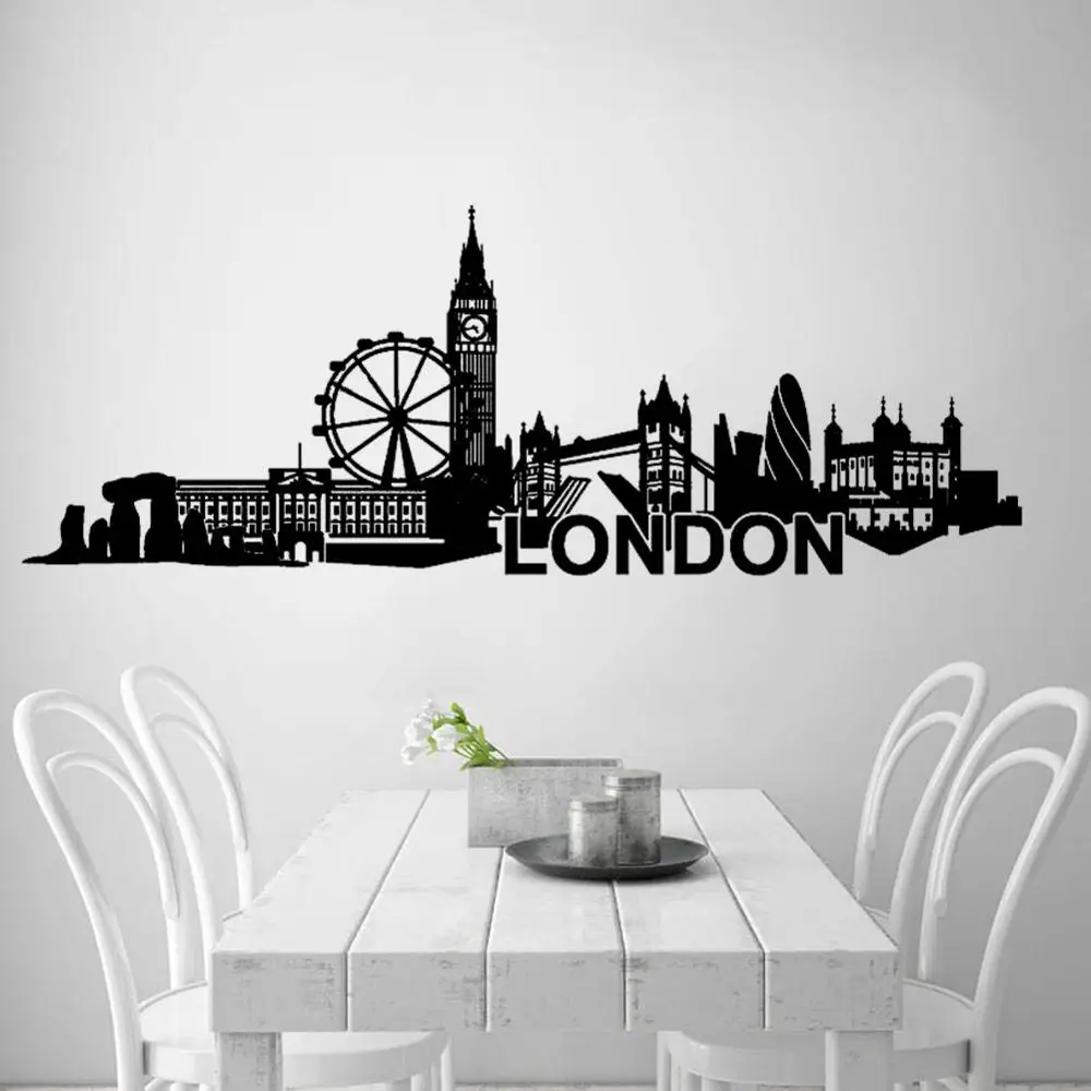 

England City Skyline London Wall Decals Wall Stickers Decoration Fine City Building Murals UK London Vinyl Art Decal CX586
