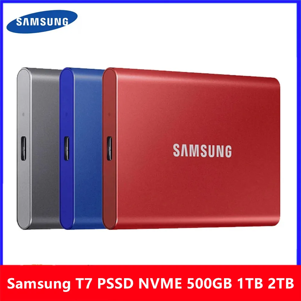 SAMSUNG-unidad de estado sólido portátil T7, 2TB, 1TB, 500GB, SSD, USB tipo C, 3,2 Gen2, Original, Compatible con ordenador portátil