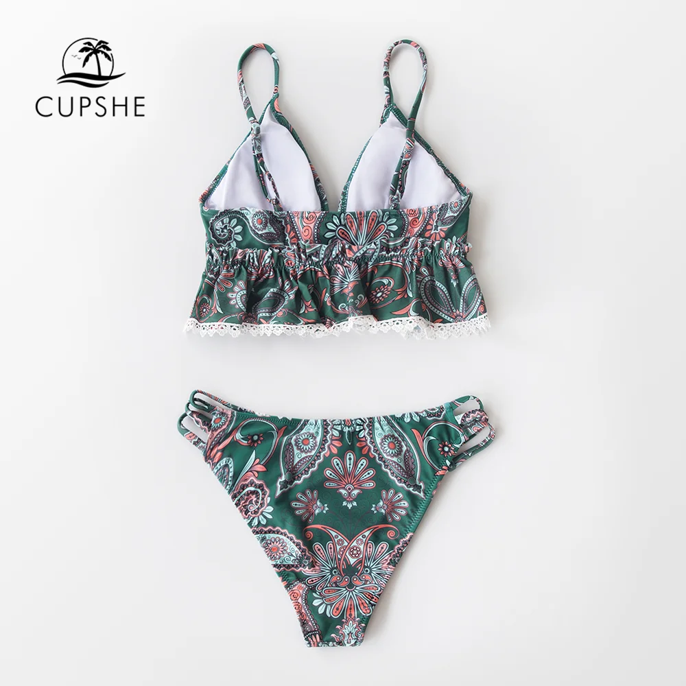 Женский купальник бикини CUPSHE с цветочным узором и пейсли сексуальный на