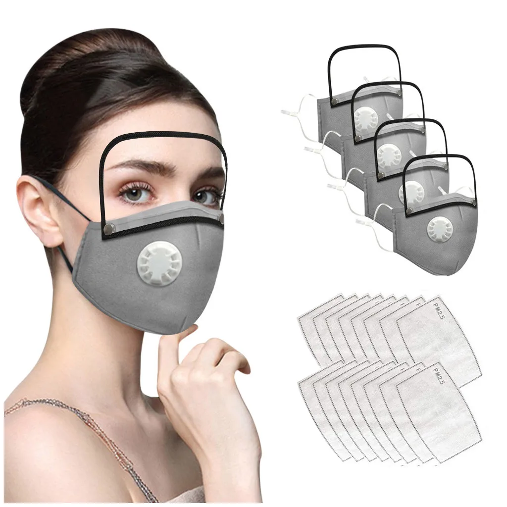 4 шт. многоразовая моющаяся маска для взрослых с фильтром и съемными глазами
