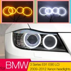 Хлопковый светодиодный светильник Angel Eye Halo, двухцветный, для BMW 3 серии E91, E90, LCI 2009-2012, ксеноновые фары