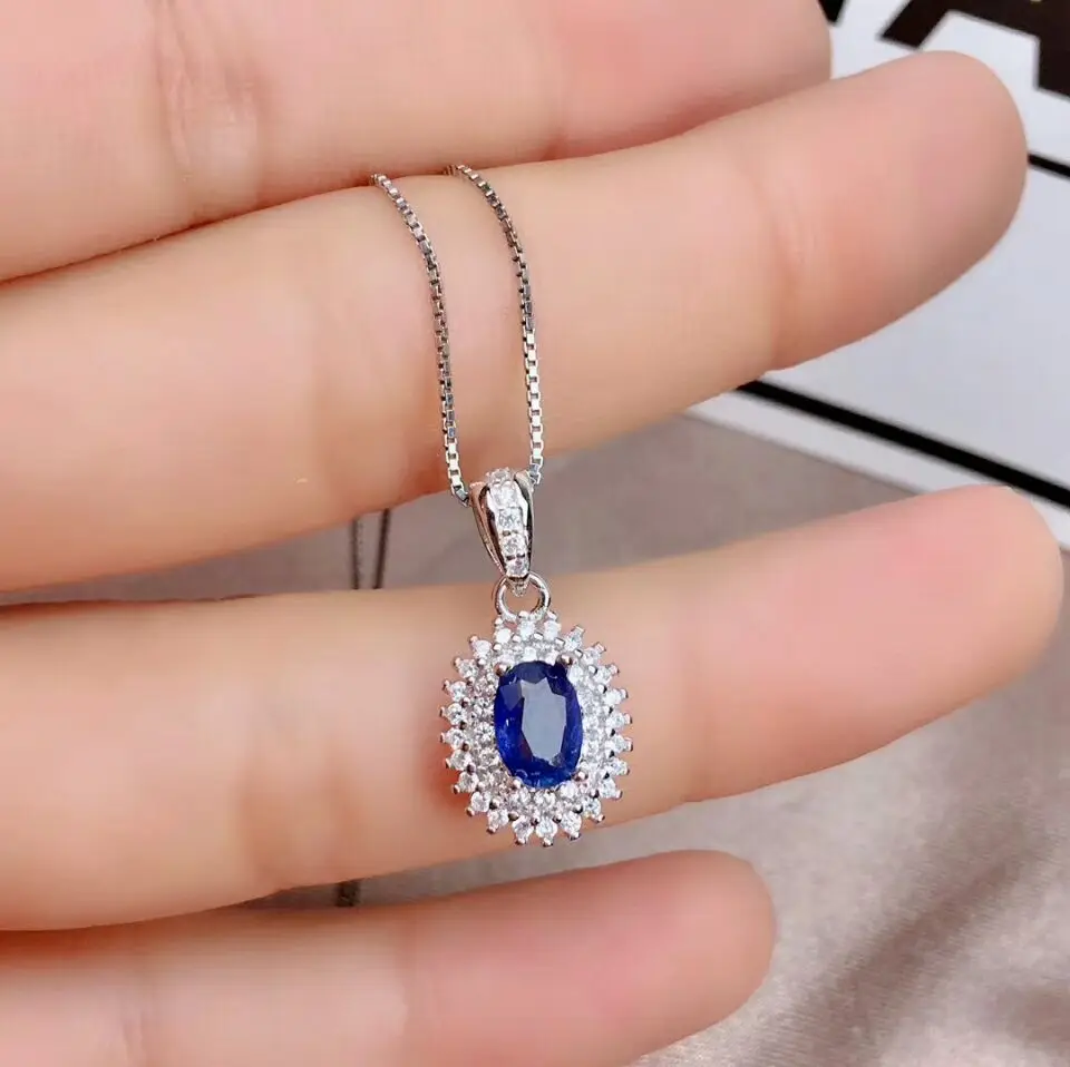 Pendant necklace MeiBaPJ натуральный сапфир с Шри-Ланки драгоценный камень сладкий Ювелирный Набор стерлингового серебра 925 пробы 3 шт. сут хорошие Свадебные украшения для женщин - Цвет камня: Pendant necklace