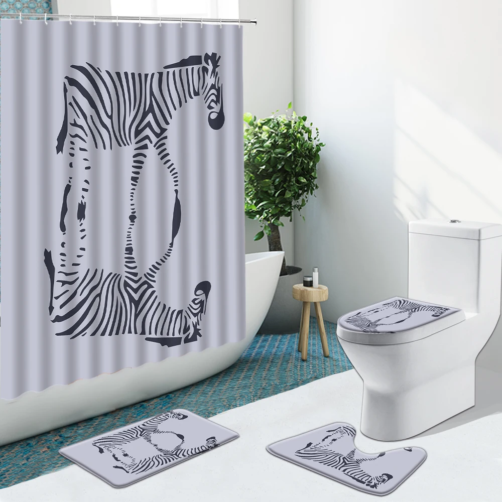 Занавеска для душа в ванную комнату нескользящий фланелевый ковер черного и