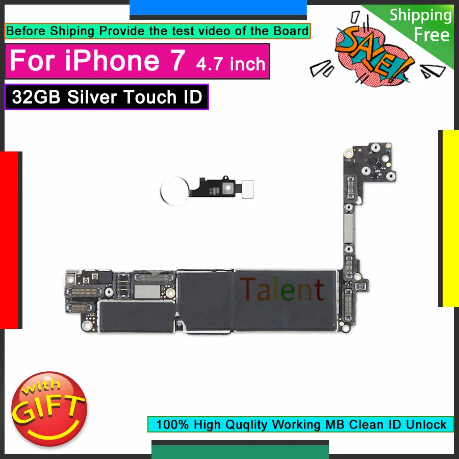 Для IPhone 7 материнская плата 32 Гб Серебряная Кнопка Touch ID домашняя