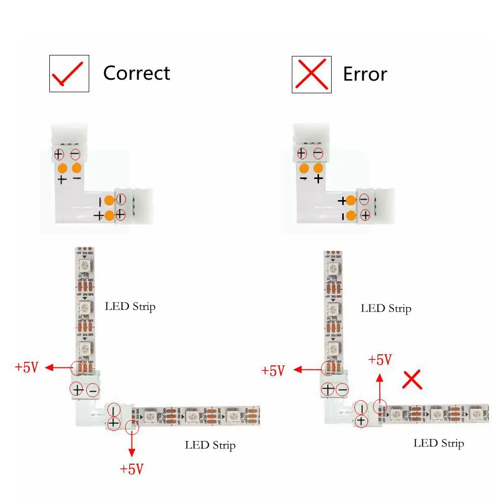 LED Strips Light Solderless Accessories 2/3/4/5PIN T/L/X Connector WS2812B WS2811 WS2813 WS2815 5050 RGB RGBW RGBWW 10mm Wide images - 6