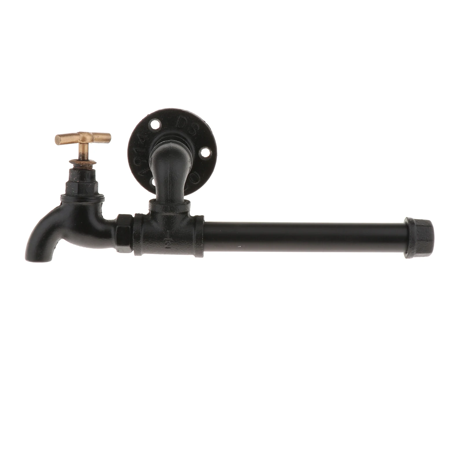 

Black Toilet Roll Holder Iron Pipe Wall Mounted Bathroom Lavatory Tissue Paper Holder and Dispenser